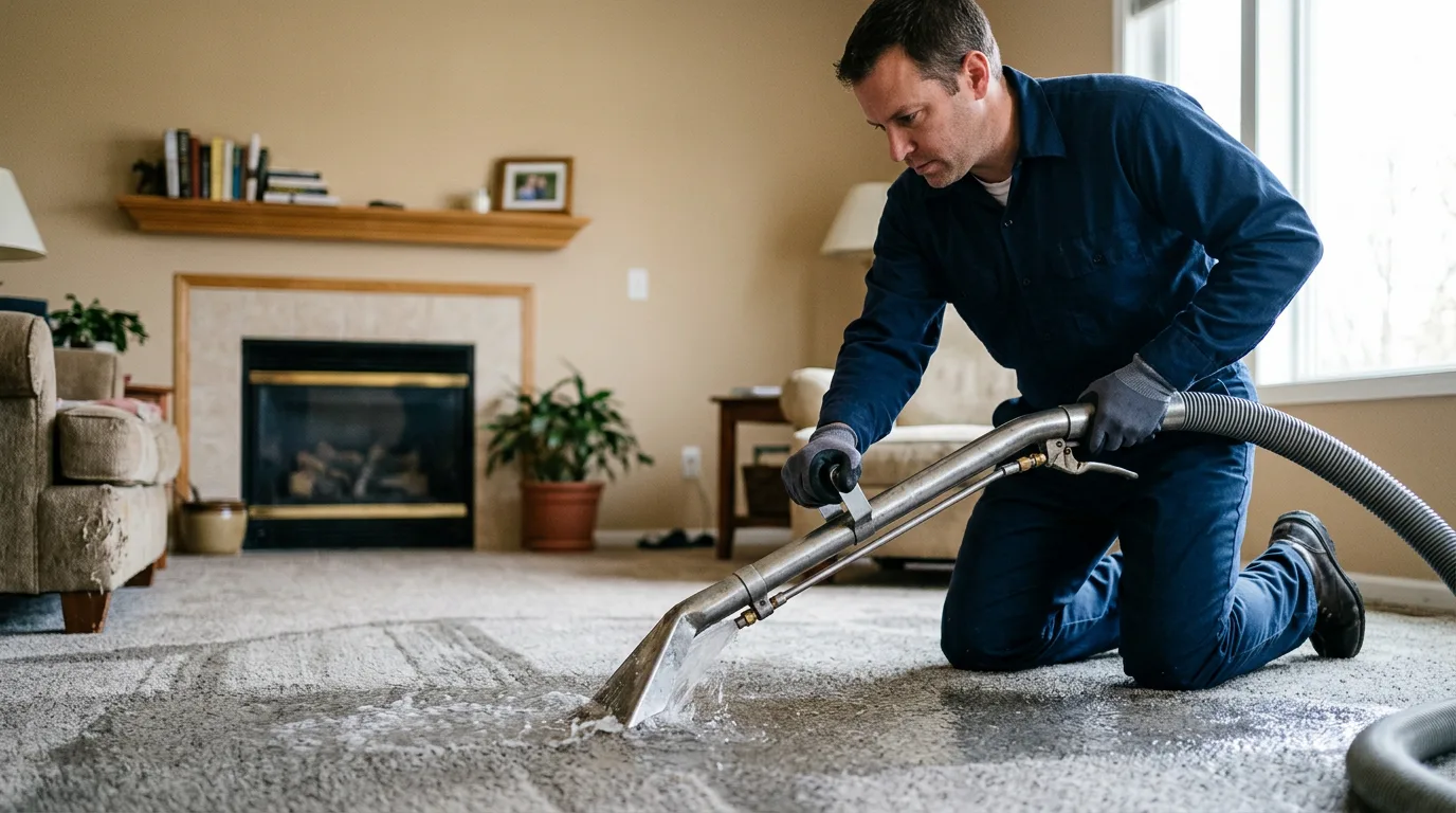 Water damage restoration technician working near Sheyenne, ND